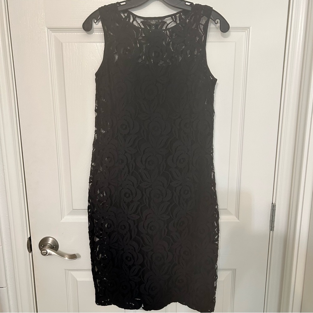 Talbots Elegant‎ Black Lace Sheath Dress 4 Petite